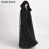 Velvet Fabric Big Cape Gothic Trench Coats With Flower Pattern