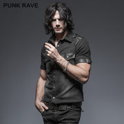 Causal Tie-dye Short Sleeves Punk Shirts With Two Pockets