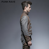 Steampunk Zipped Short Punk Jacket With Stand-up Collar