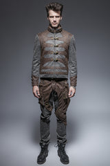 Steampunk Zipped Short Punk Jacket With Stand-up Collar