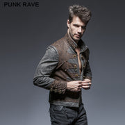 Steampunk Zipped Short Punk Jacket With Stand-up Collar