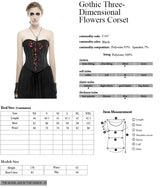 3D Flowers Printed Sexy Gothic Accessiories Adjustable Elastic Waist Corset