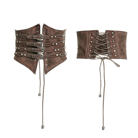 Steampunk Vintage Retro Underbust Corset Waist Belt Sexy Leather Girdles For Women Accessories