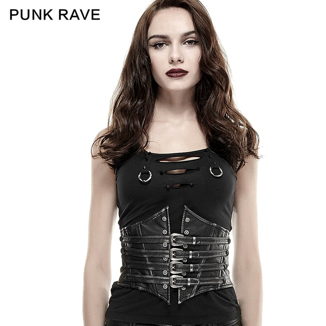 Women's Steampunk Goth Underbust Corset Vest Sexy Brown Punk