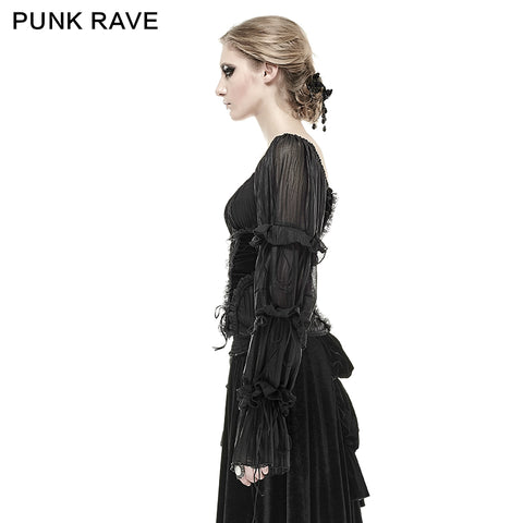 3D Handmade Slik Gorgeous Extra Long Gothic Shirt For Women