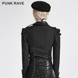 Twill Fabric Punk Shirts With Drawing String Military Uniform