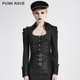 Twill Fabric Punk Shirts With Drawing String Military Uniform