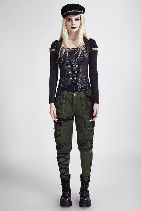 Vertical Stripes Shaped Punk Vest For Ladies