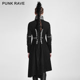 Asymmetric Hem Vintage And Modern Punk Jacket With High Collar