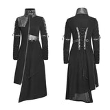 Asymmetric Hem Vintage And Modern Punk Jacket With High Collar
