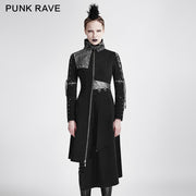 Asymmetric Hem Vintage And Modern Punk Jacket With High Collar