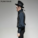 V Collar Punk Vest With Metal Carving Buttons In The Front