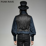 V Collar Punk Vest With Metal Carving Buttons In The Front