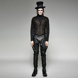 V Collar Punk Vest With Metal Carving Buttons In The Front