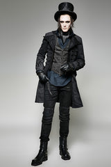 V Collar Punk Vest With Metal Carving Buttons In The Front