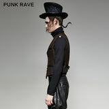 V Collar Punk Vest With Metal Carving Buttons In The Front