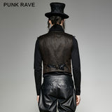 V Collar Punk Vest With Metal Carving Buttons In The Front
