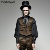 V Collar Punk Vest With Metal Carving Buttons In The Front
