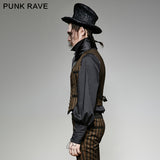 V Collar Punk Vest With Metal Carving Buttons In The Front