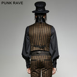 V Collar Punk Vest With Metal Carving Buttons In The Front