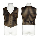 V Collar Punk Vest With Metal Carving Buttons In The Front