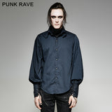 Great Black Striped Punk Shirts With Vertical Sense Plaids