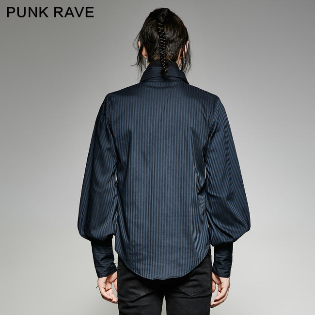 Great Black Striped Punk Shirts With Vertical Sense Plaids