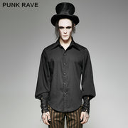 Great Black Striped Punk Shirts With Vertical Sense Plaids