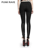Super Slim Split Metal Buckle Decoration Split Tights Punk Pants