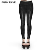 Super Slim Split Metal Buckle Decoration Split Tights Punk Pants
