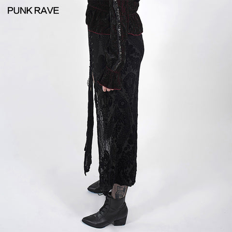 Swallow tail velvet slit skirt