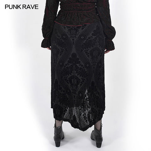 Swallow tail velvet slit skirt