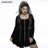 Goth chains long sleep velvet dress