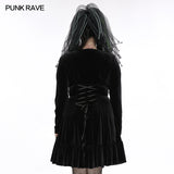 Goth chains long sleep velvet dress