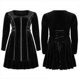 Goth chains long sleep velvet dress