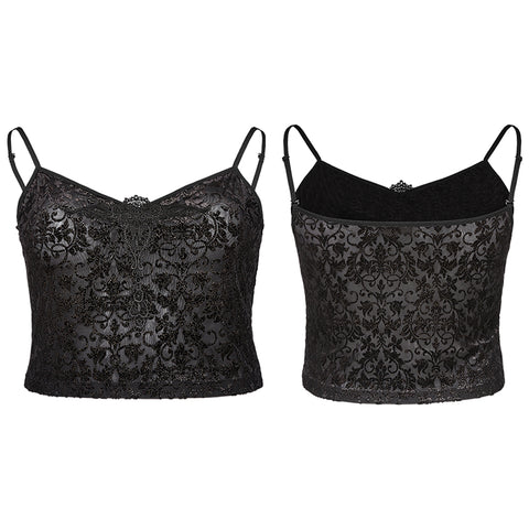 Sexy gothic velvet flower camisole