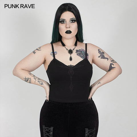 Sexy gothic velvet flower camisole