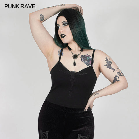 Sexy gothic velvet flower camisole