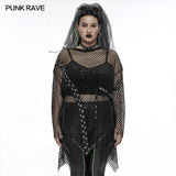 Goth plus size women's loose mesh T-Shirt