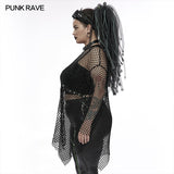 Goth plus size women's loose mesh T-Shirt