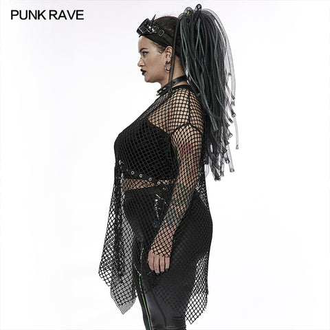 Goth plus size women's loose mesh T-Shirt