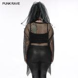 Goth plus size women's loose mesh T-Shirt