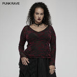 Daily goth v-neck mesh T-shirt