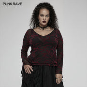 Daily goth v-neck mesh T-shirt