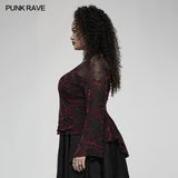 Daily goth v-neck mesh T-shirt