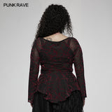 Daily goth v-neck mesh T-shirt