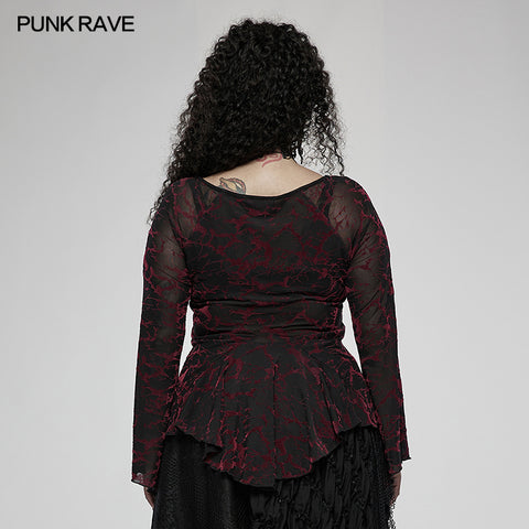 Daily goth v-neck mesh T-shirt