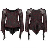 Daily goth v-neck mesh T-shirt
