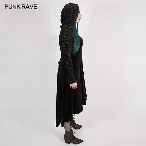 Chinoiserie Dark velvet burning out long coat