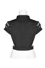 Dark Girl Hollow-out Metal Zipper Shirt